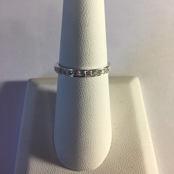 Sterling Silver Red/Clear CZ Stone Eternity Ring - Picture 5 of 6